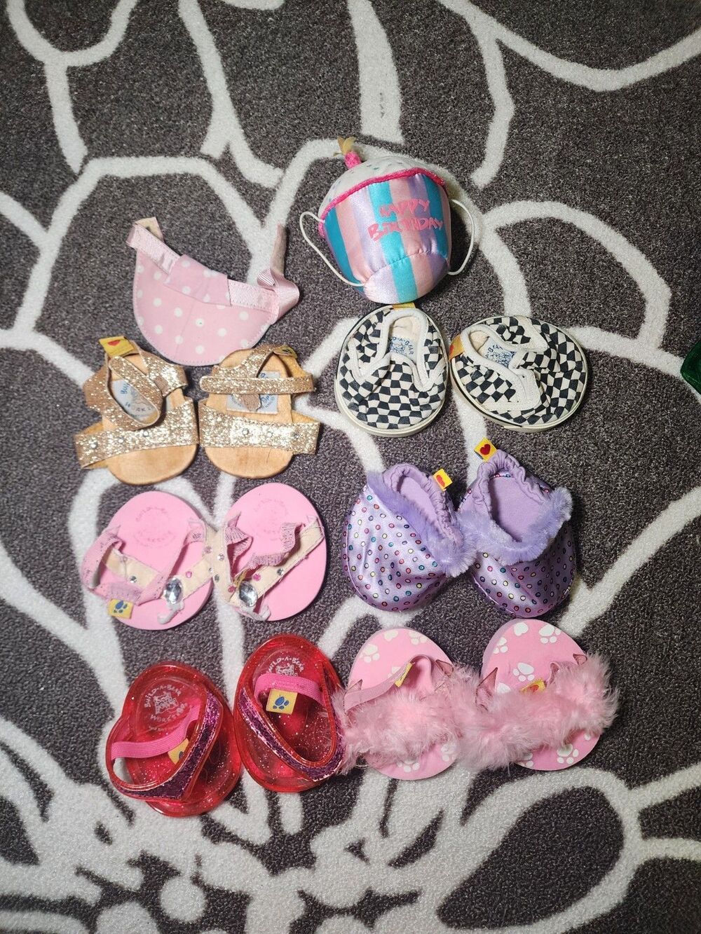 Build A Bear Accessories Lot Shoes Slippers Sandals Visor Birthday Cupcake Hat